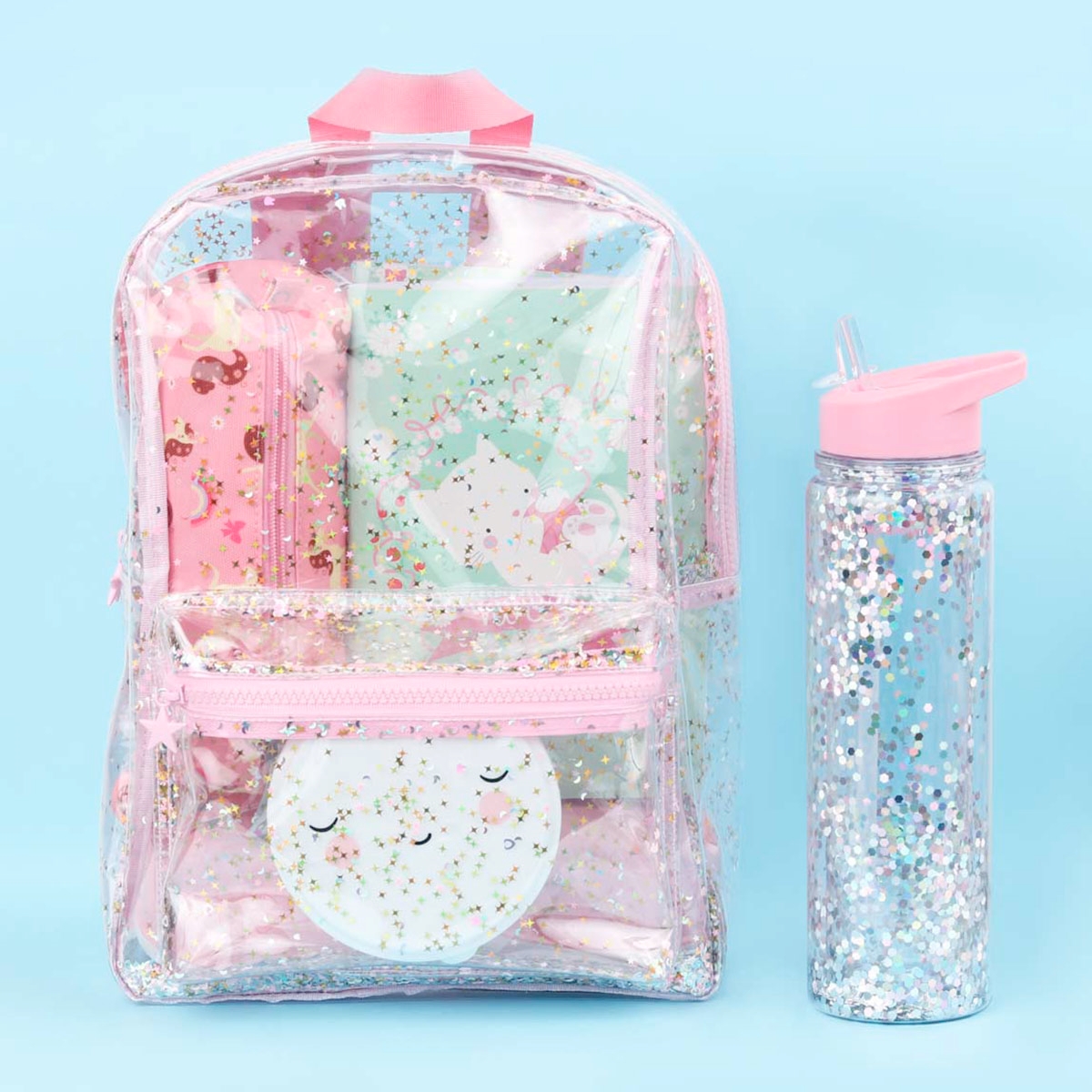 Backpack Glitter transparent/pink